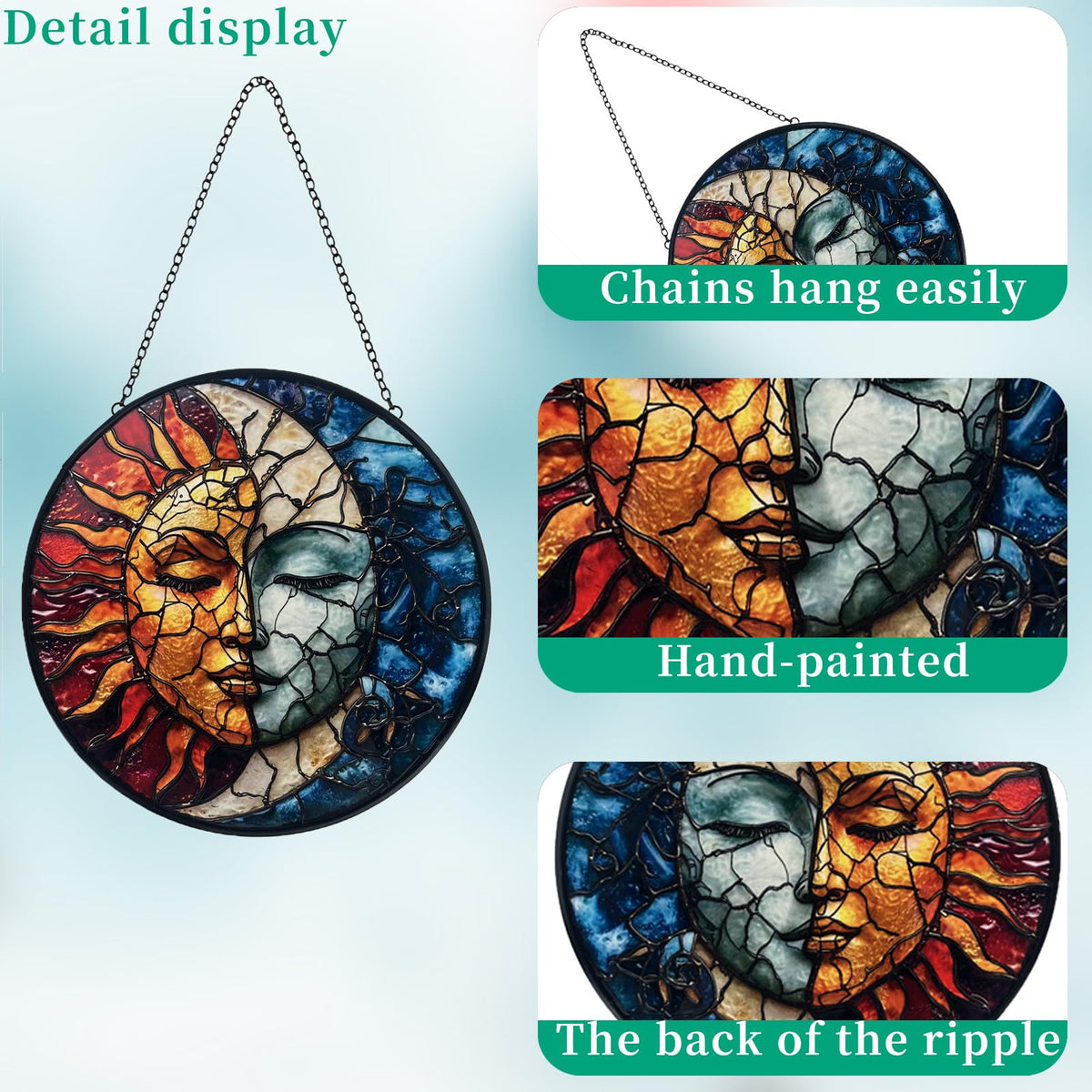 Giftway handmade stained-glass art suncatcher with metal chain