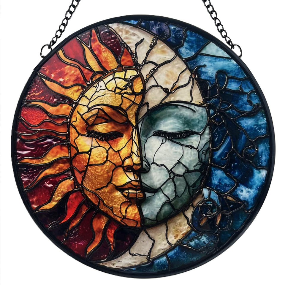 Giftway sun and moon suncatcher 6x6 inches adds color to windows without blocking the view