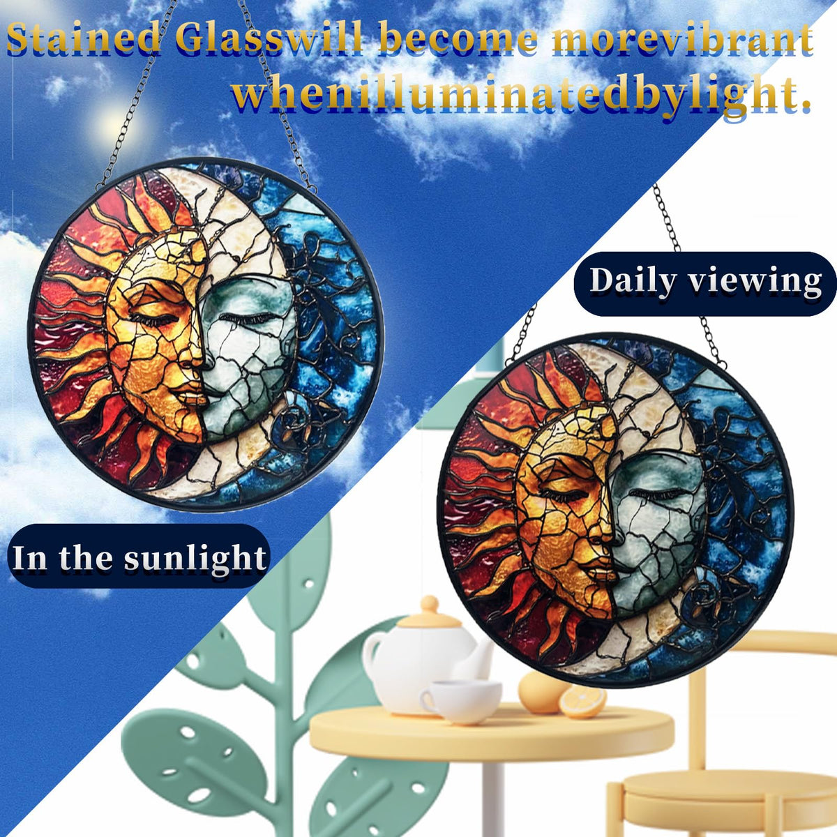 Giftway suncatcher with metal chain for easy window or wall hanging