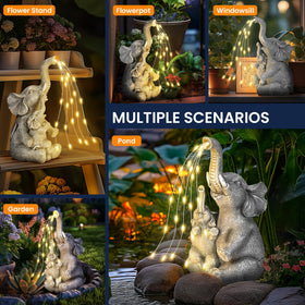 GIGALUMI solar elephant statue garden decor adds whimsical daytime charm.