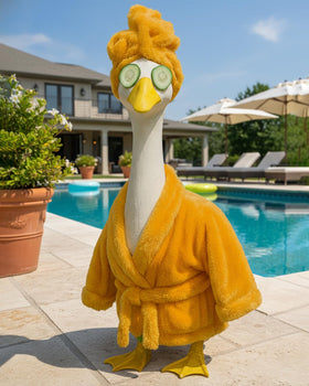 GigaCircle Porch goose spa set on patio for cheerful garden decor