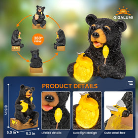 GIGALUMI light-up bear statue creates cozy ambiance in the garden at dusk.