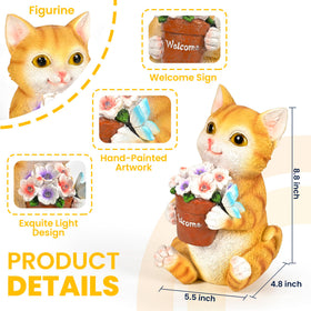 GIGALUMI cat flowerpot garden ornament glows at night for warm ambiance.