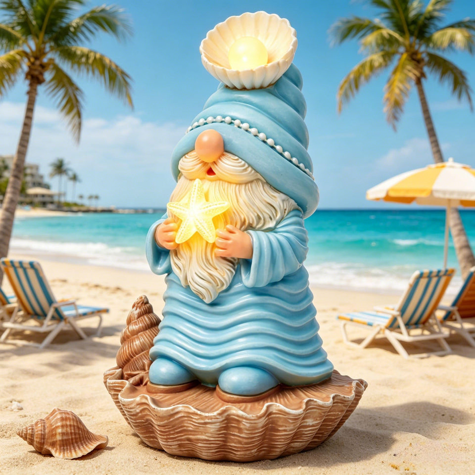 GIGALUMI garden gnomes solar statue glowing at night for cozy outdoor ambience
