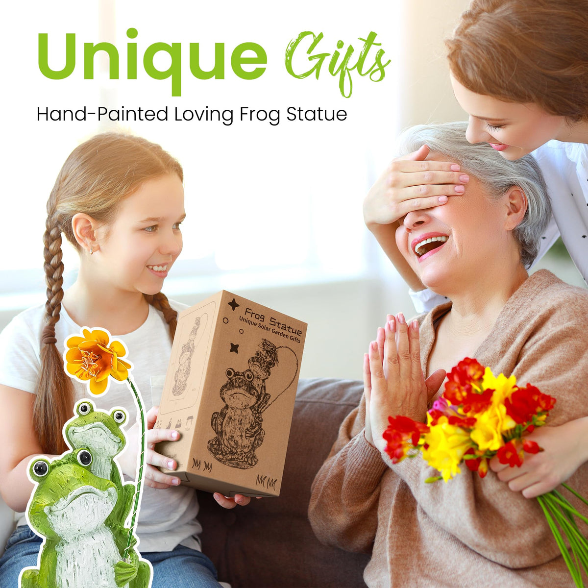 GIGALUMI hand-painted frog garden statue showcases craftsmanship and vibrant color textures.