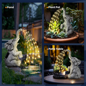 GIGALUMI outdoor elephant ornament elevates porches and balconies with charming illumination.