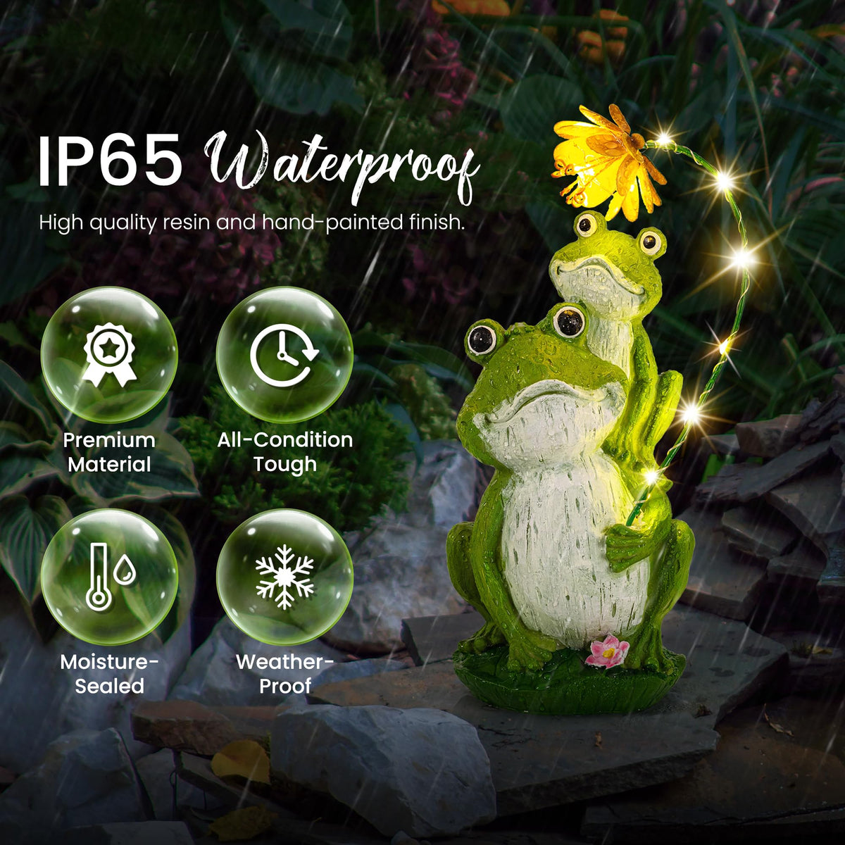 GIGALUMI outdoor yard decor frog statue brightens porches and borders.