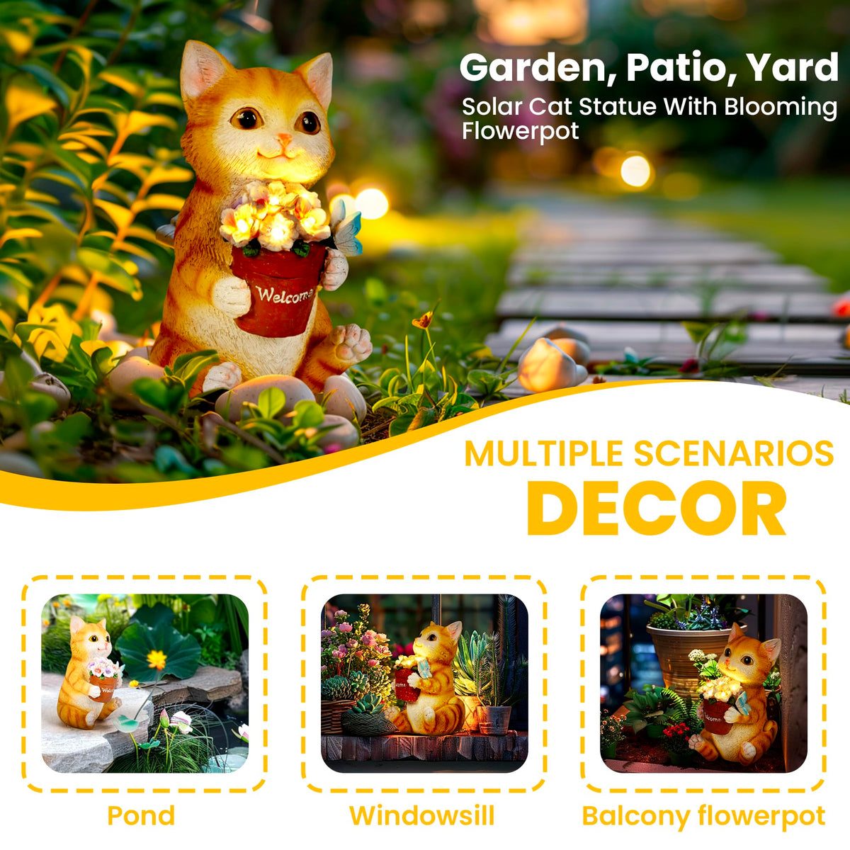 GIGALUMI solar powered garden cat gift suitable for nature lovers.