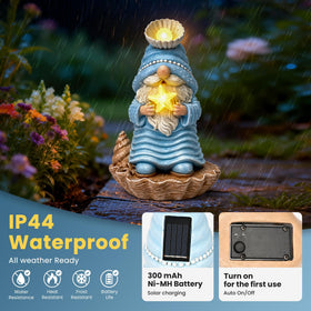 GIGALUMI solar-powered LED garden gnome for maintenance-free nighttime glow