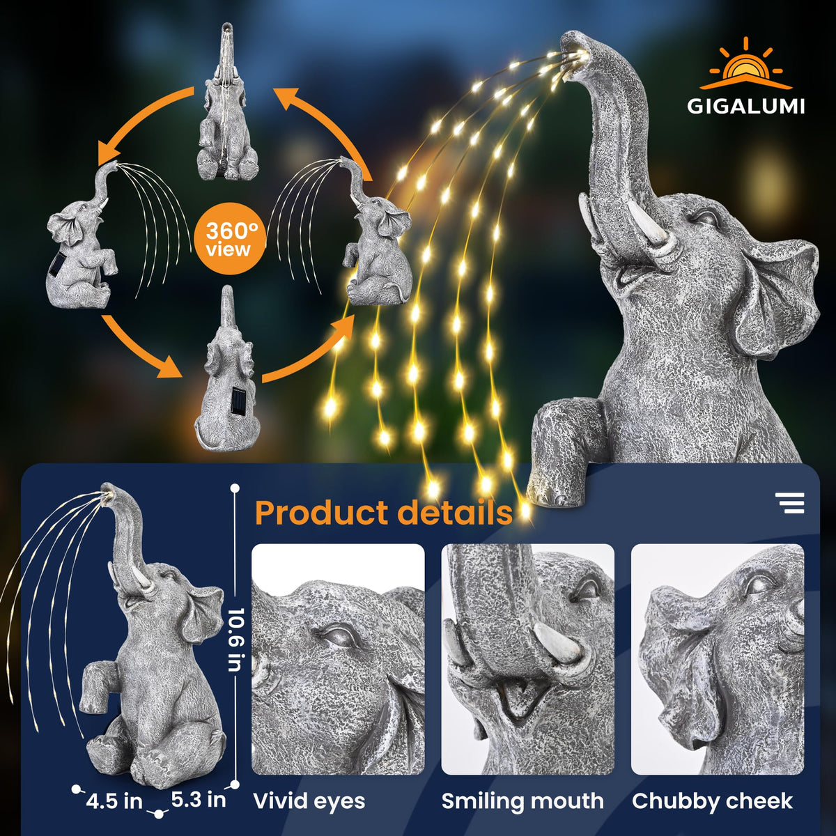 GIGALUMI water-flow LED string creates shimmering effects for tranquil backyard evenings.