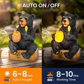 GIGALUMI weatherproof bear statue withstands rain and sun for year-round use.