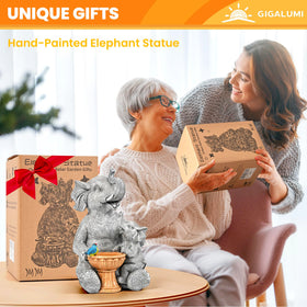 GIGALUMI yard decor elephant and bird scene ideal for patio decorations.