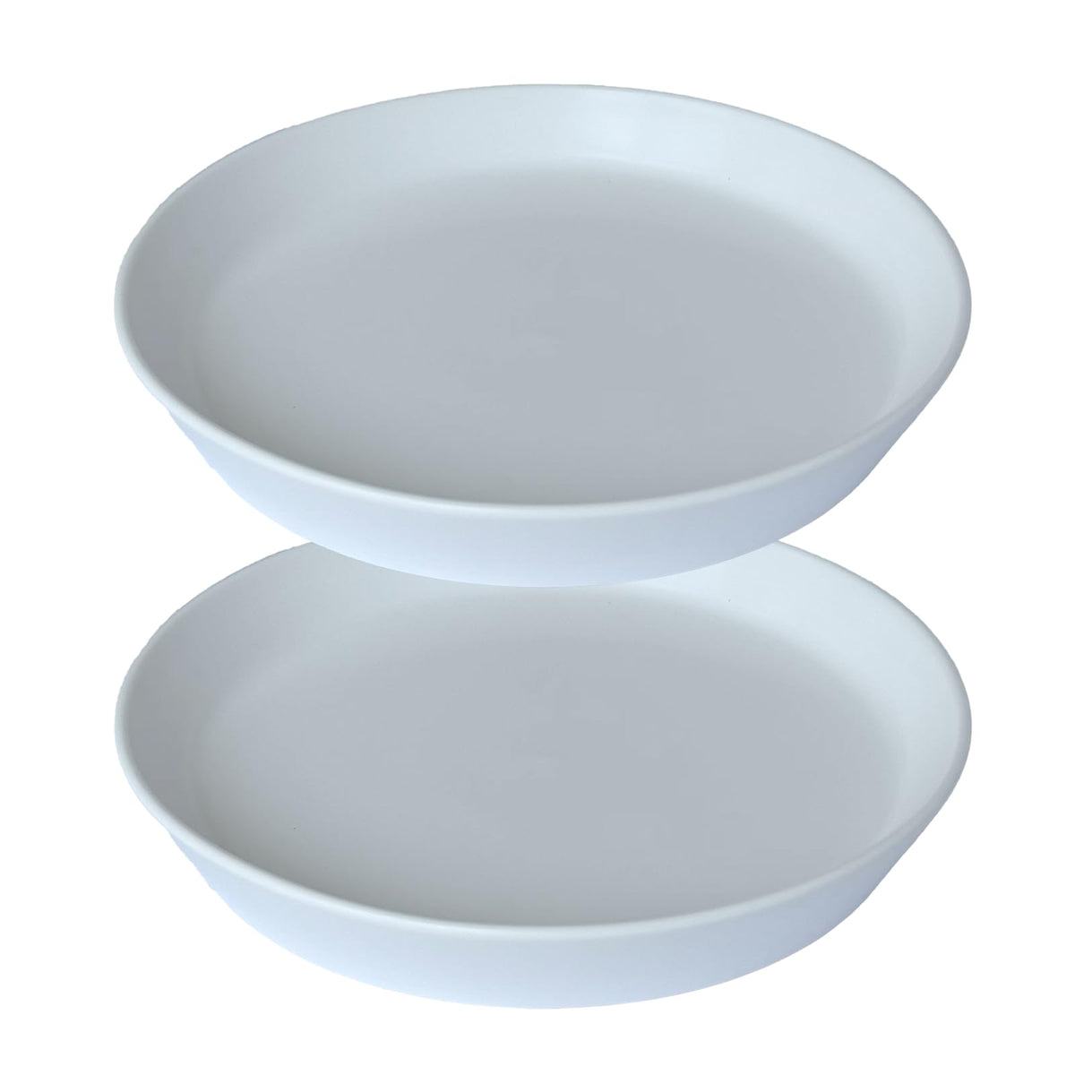 GIKUPOM 2-pack plant saucer top view shows glossy glaze and compact 4-inch size for small pots.