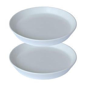 GIKUPOM 2-pack plant saucer top view shows glossy glaze and compact 4-inch size for small pots.