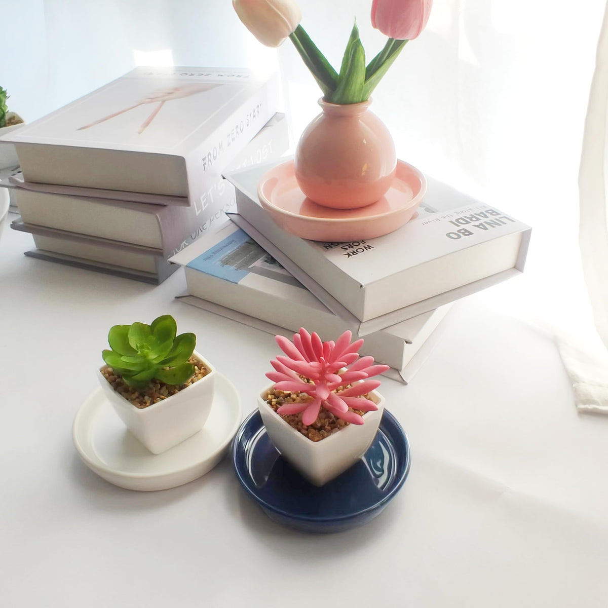 GIKUPOM glazed ceramic saucer 4-inch front view with durable, high-temperature finish.