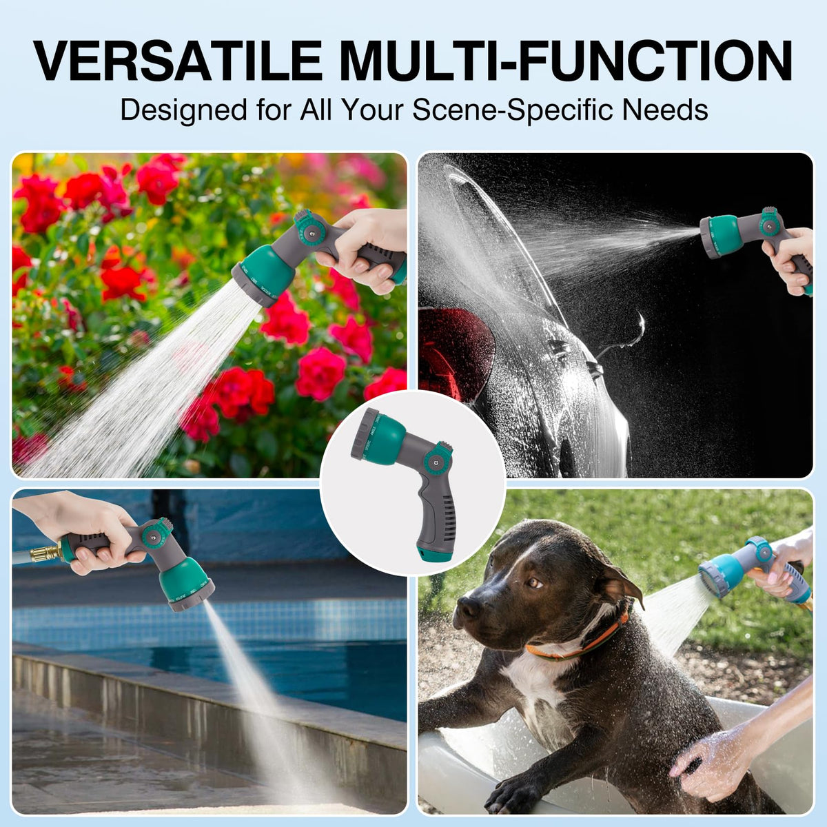 GILBEST versatile nozzle ideal for garden watering and outdoor cleaning.