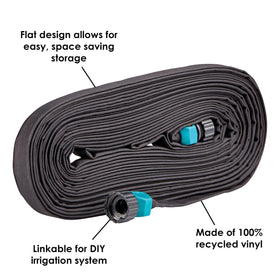 GILMOUR root-watering soaker with fabric jacket minimizes waste and targets soil moisture.