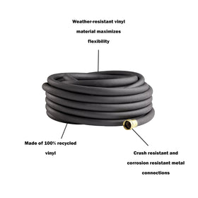 Closeup of durable brass couplings on Gilmour hose