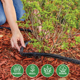 Gilmour drip irrigation hose designed for garden beds and dense planting.