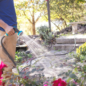 Gilmour Flexogen easy-grip brass fittings simplify connections to sprinklers.