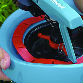 Gilmour impulse sprinkler arc control shows adjustable spray pattern.