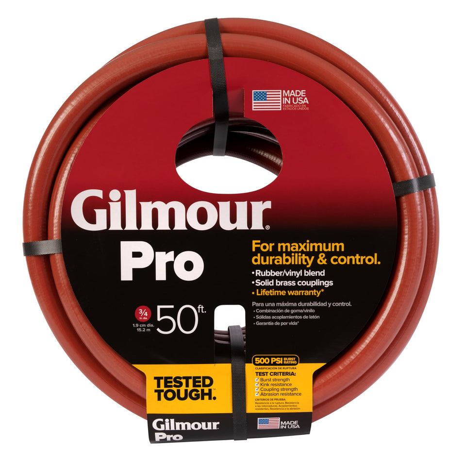 Gilmour Pro 50ft hose coil demonstrates easy maneuverability for quick yard tasks