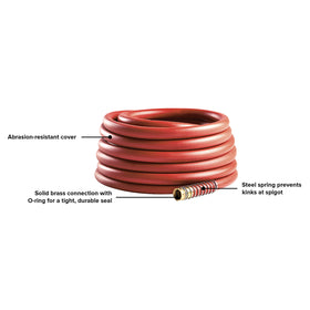 Gilmour Pro steel spring coil helps prevent kinks at the faucet end for smooth watering.