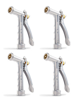 Gilmour solid metal hose nozzle with front thread for secure attachments and durable performance.