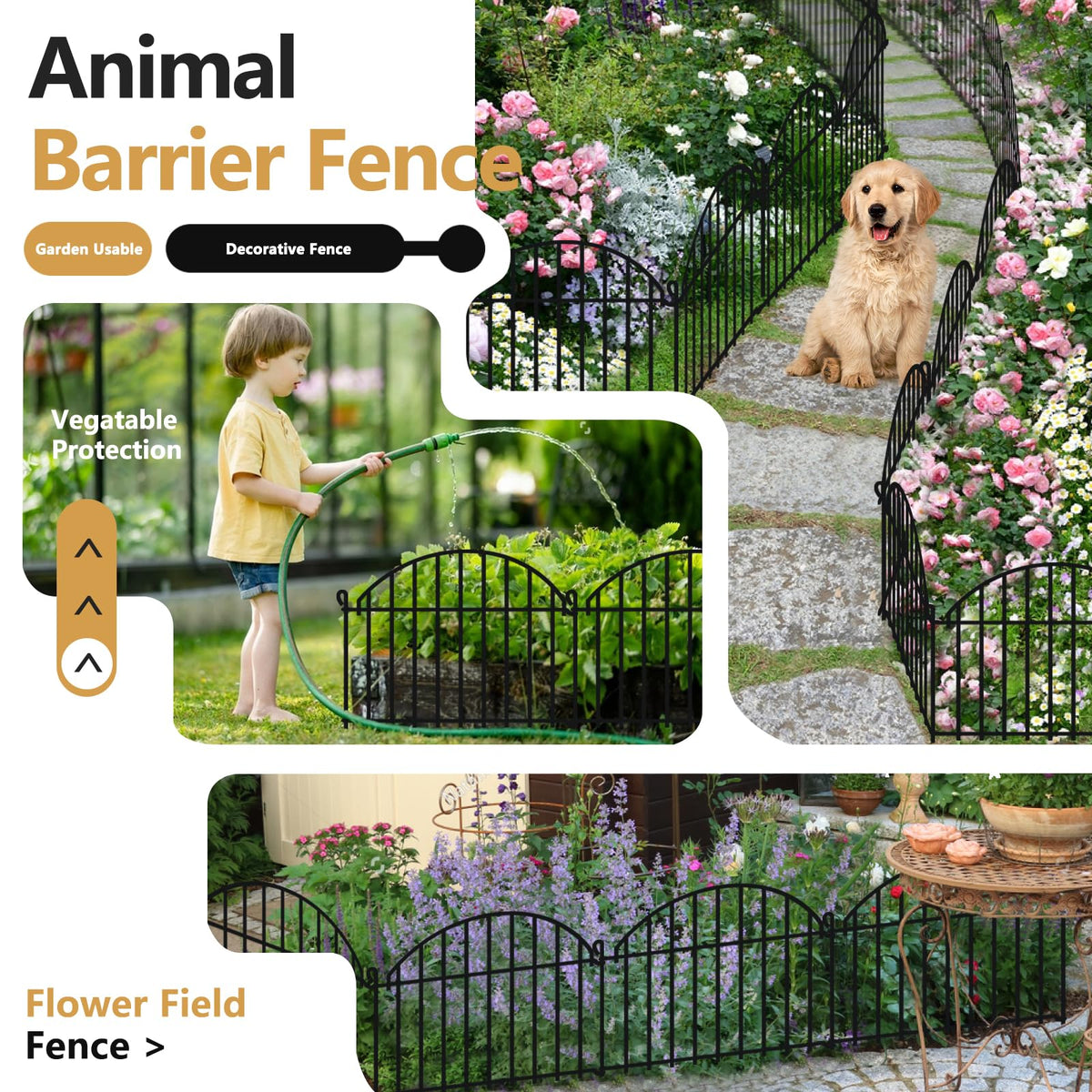 GILPWA Decorative arch fence enhances lawn and patio edges.