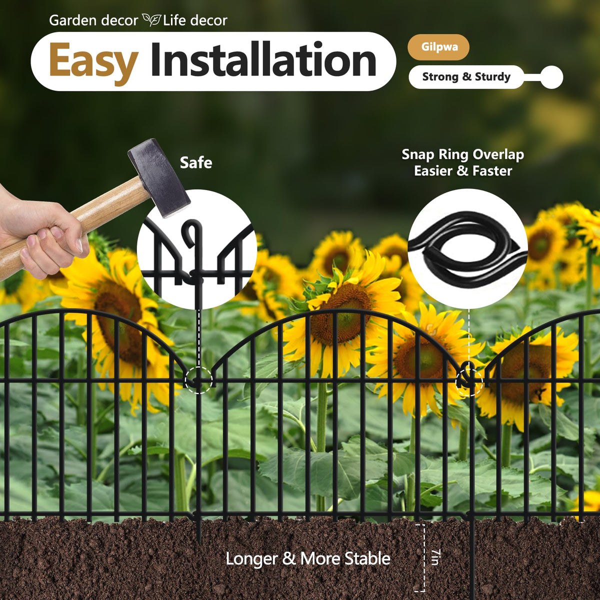 GILPWA Yard fence keeps dogs and pets within your space.