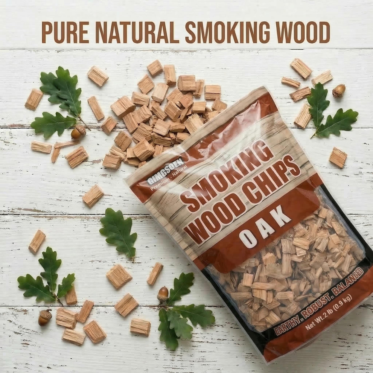 Gimgsoen Apple wood chips bag with mild fruity aroma for versatile smoking.
