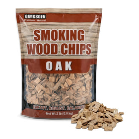 Gimgsoen Oak wood chips bag front shows natural hardwood for strong BBQ flavor.