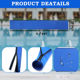 Ginchain Pool Handrail Cover in royal blue installed on a pool rail for comfortable grip.