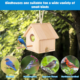 GINDOOR blue bird house dimensions 4.3 by 4.3 by 5.7 inches for small birds.