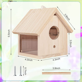 GINDOOR blue bird house front view shows see-through design for observation.