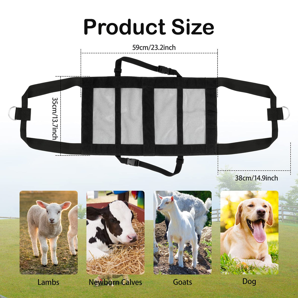 GINDOOR sling side view with adjustable straps for secure weighing.