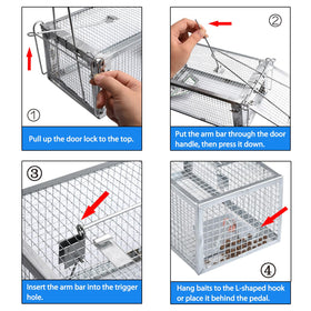 Gingbau trap in use in a garage demonstrates discreet, humane capture.