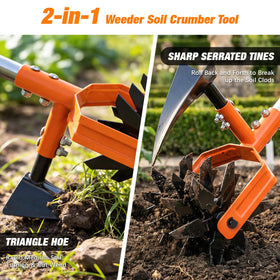 GINMIC Hand Tiller with triangular hoe blade for deep weed removal