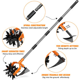 GINMIC Hand Tiller two working modes for hard and loose soil