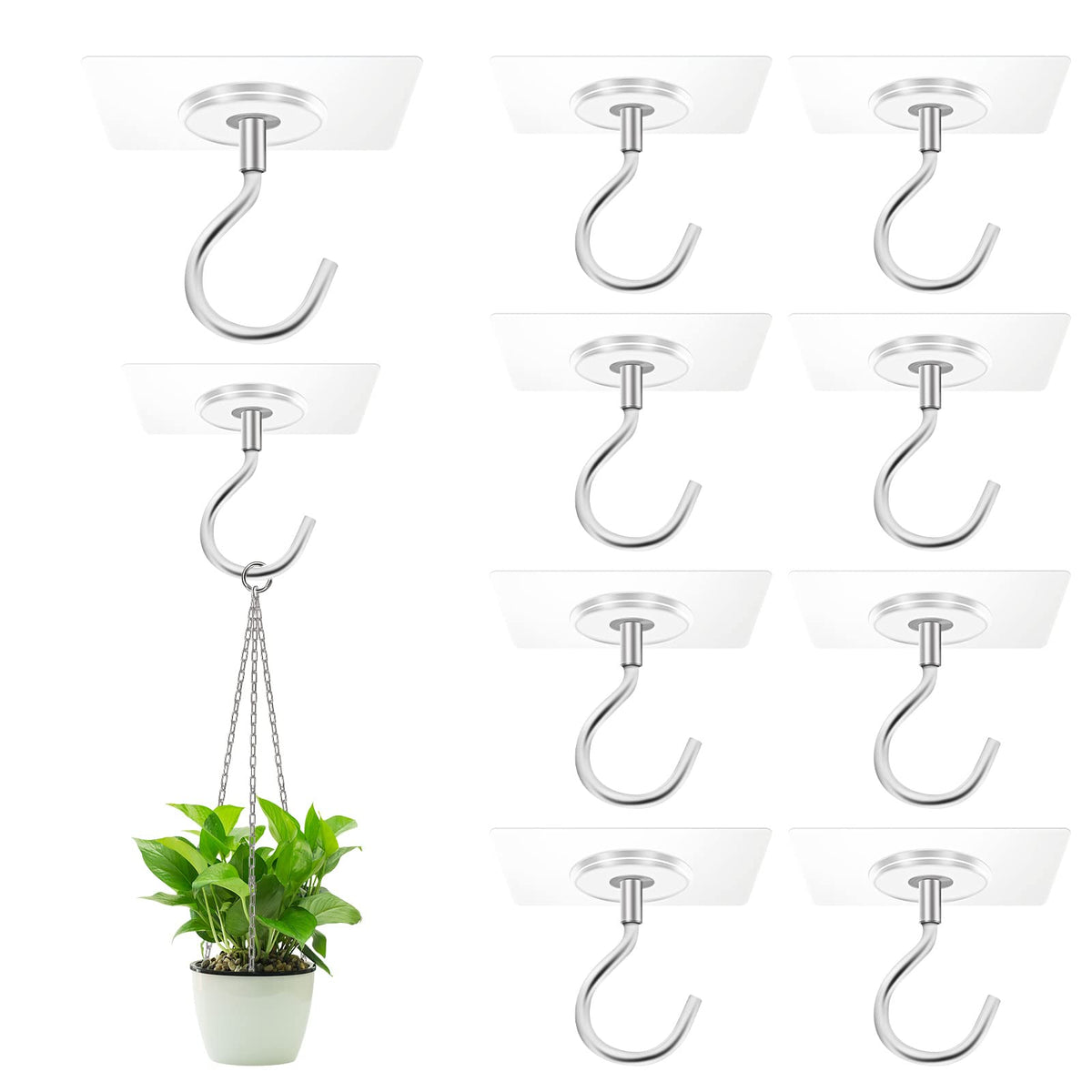 Ginmino adhesive ceiling hook front view for quick plant or lantern hanging