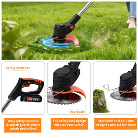 Ginzyaiy weed wacker in use shows cordless freedom and precision