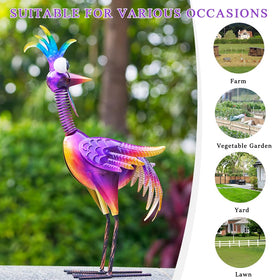 giole metal rooster yard statue brightens patios and lawns