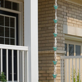 giole rain chain 12 cups design captures water for a calming effect.