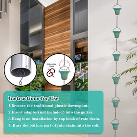 giole rain chain S-hook installation shows easy tool-free setup.