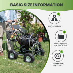 Giraffe Tools 250 ft capacity accommodates longer runs across lawns and patios.