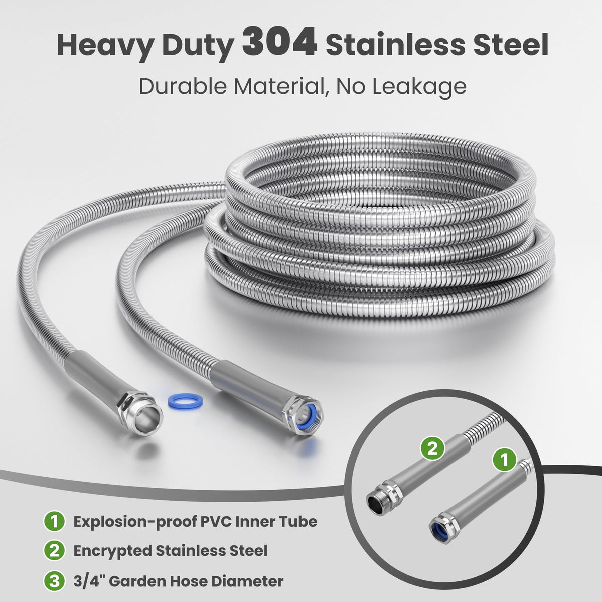 Giraffe Tools 304 stainless steel hose resists rust and wear