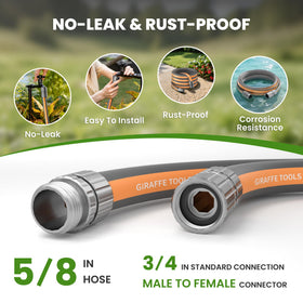 Giraffe Tools aluminum fittings ensure leak-free connections during chores.