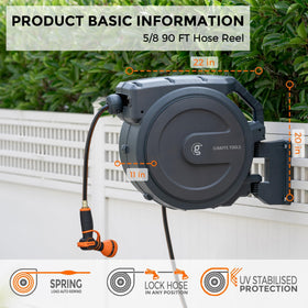 Auto-rewind system keeps hoses neat and free of tangles.