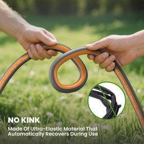 Giraffe Tools durable polymer hose resists wear during gardening tasks.