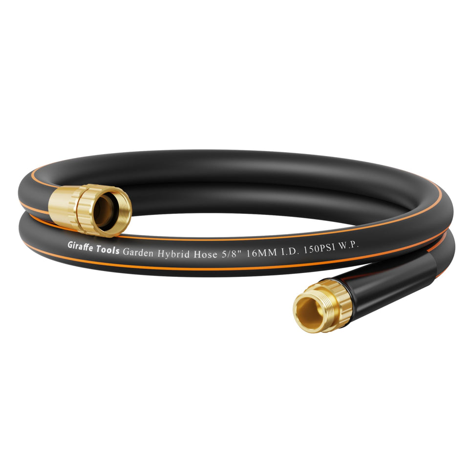 Giraffe Tools garden hose connection shows secure fitting for quick outdoor watering.